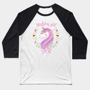 'Unicorn Tenth Birthday Girl' Cute Birthday Tenth Gift Baseball T-Shirt